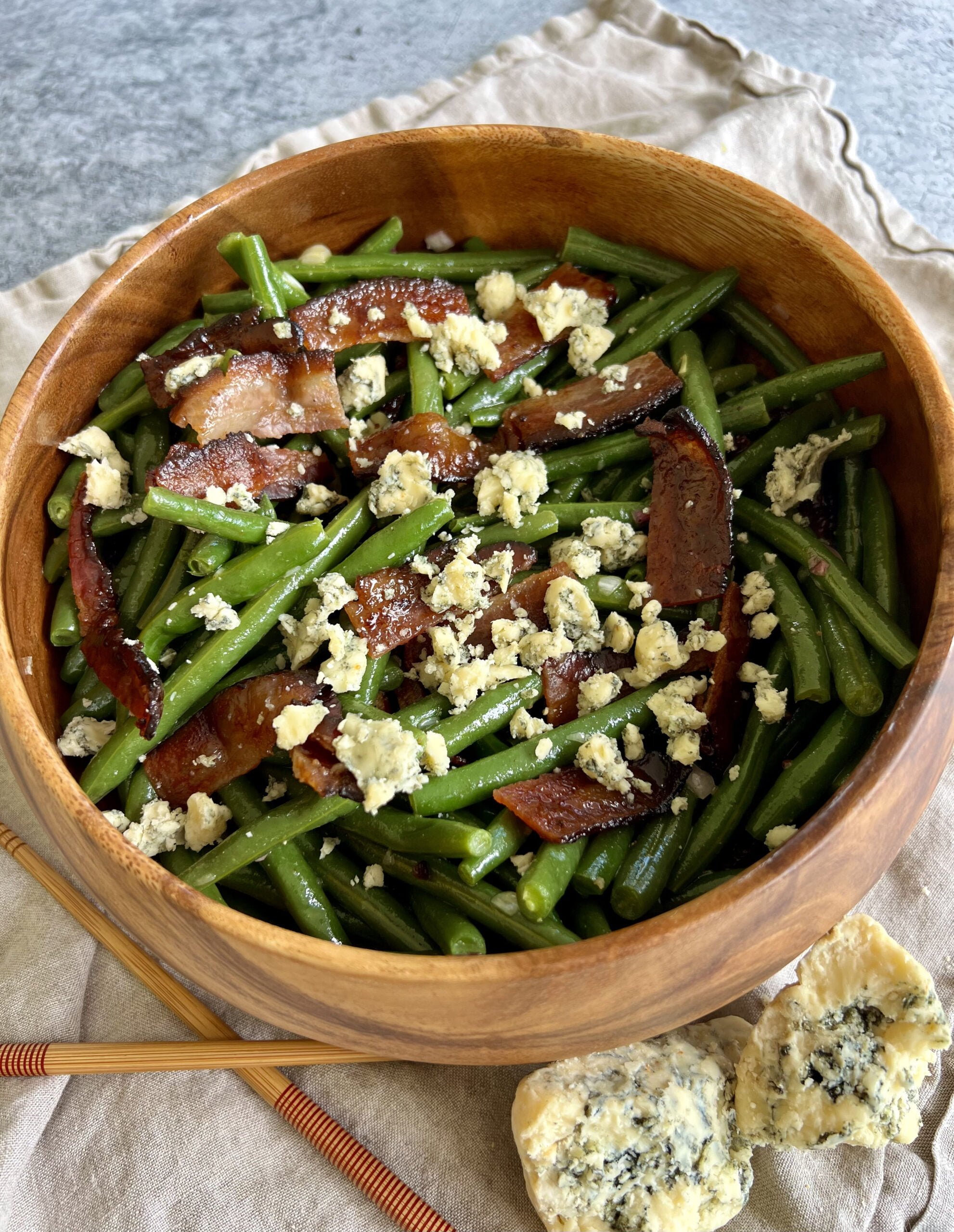 Blanched Green Bean Salad with Champagne Vinaigrette and Maple Sriracha