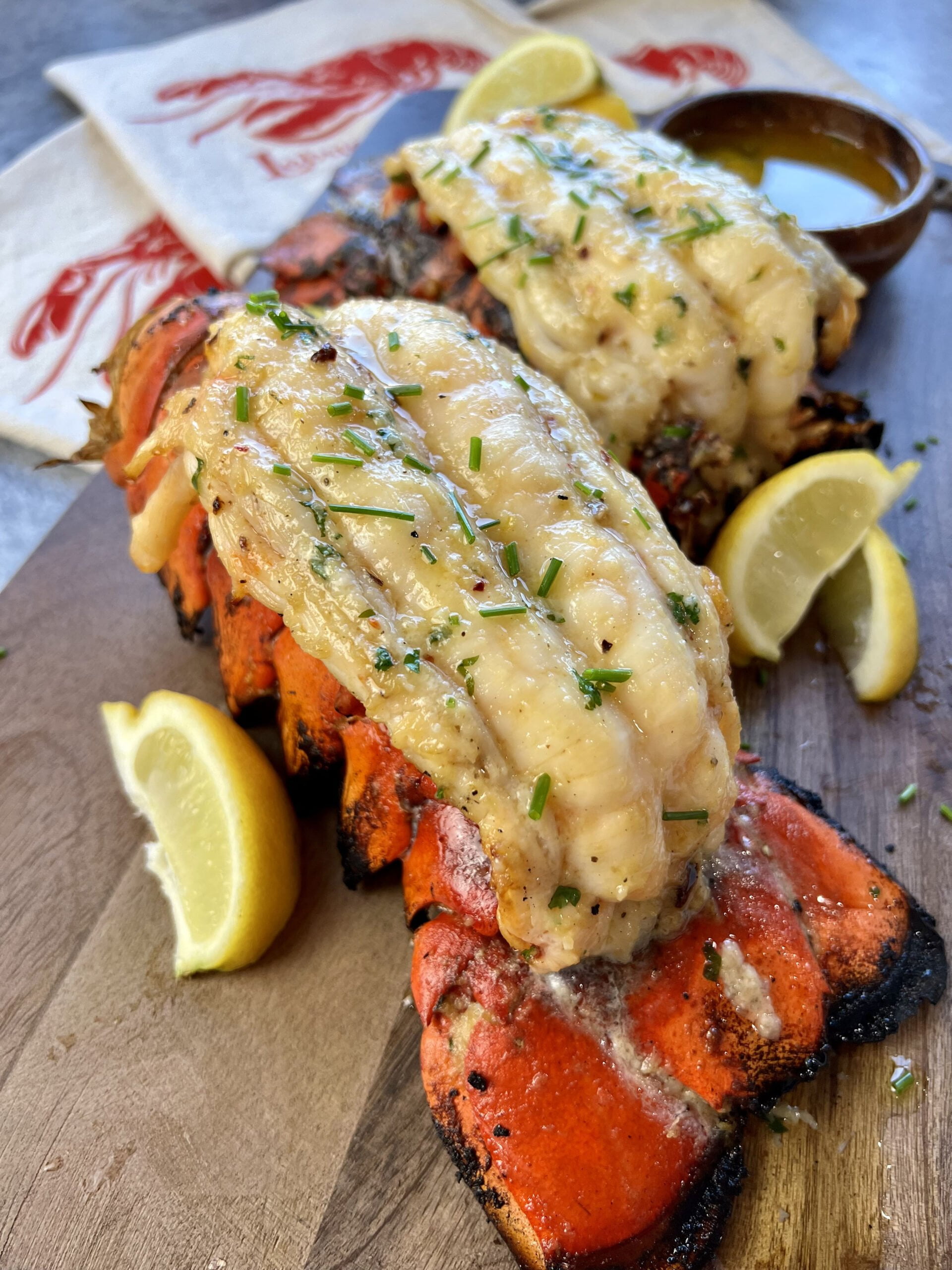 Mother’s Day Dream Meal- Grilled Colossal Lobster Tails with Roasted Garlic Butter